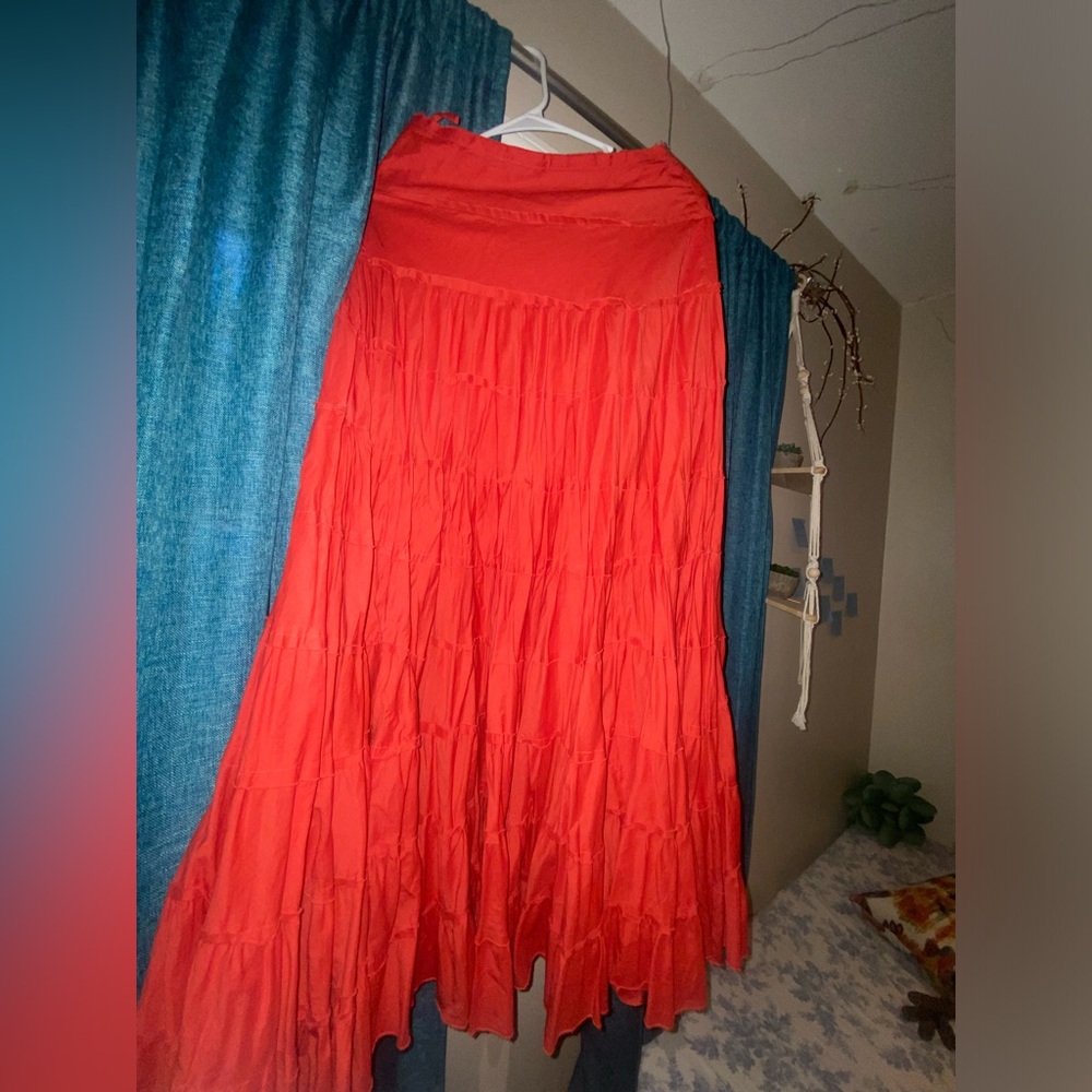 Reddish orange maxi skirt